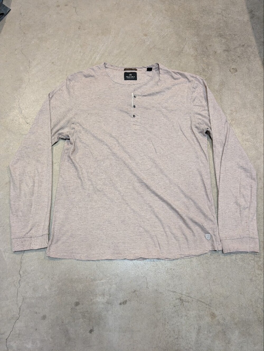 Scotch & Soda Carnaby Henley Shirt Long Sleeve Tan Men's XXL